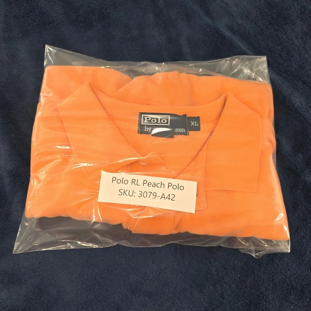 Polo Ralph Lauren Mens XL Peach Orange Cotton Pique Short Sleeve Polo‎ Shirt